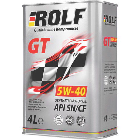 МАСЛО МОТОРНОЕ ROLF GT SAE 5W-40 API SN/CF 4Л СИНТЕТИК (ROLF)