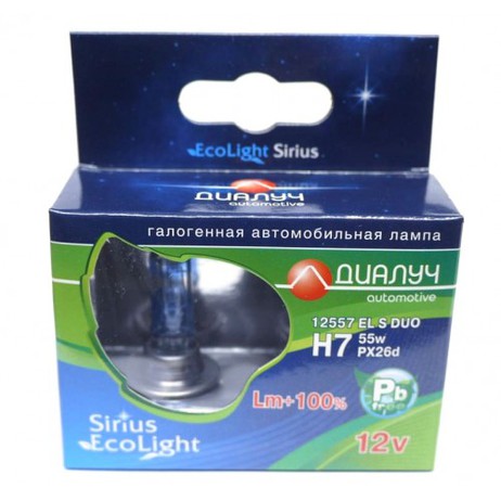ЛАМПА ГАЛ H7 12V 55W + 100% 12557ELS DUO 2ШТ (Диалуч)