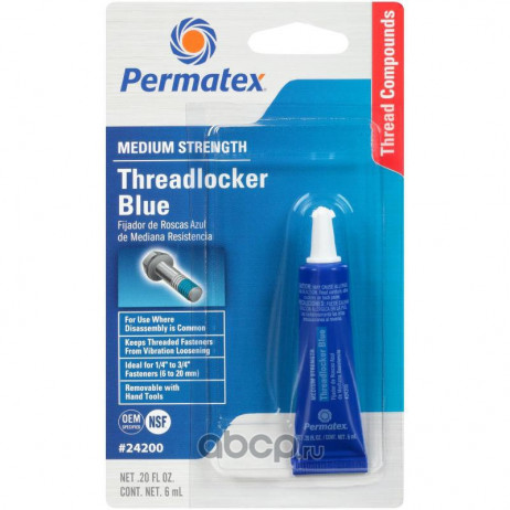 PERMATEX 24200 ФИКСАТОР РЕЗЬБЫ СРЕДНЕЙ ФИКС СИНИЙ 6МЛ (США)